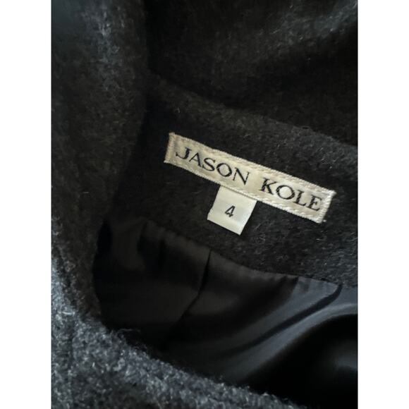 American Vintage 90s Jason Kole hooded double breasted gray long pea coat size 4 - Picture 12 of 13